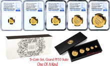 Load image into Gallery viewer, 5-Coin Set 2024 Aussie Q+H+S+D+F Sovereign GOLD $5 $15 $25 $50 $100 NGC PF70 FR
