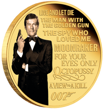 Load image into Gallery viewer, 8-COIN-SET JAMES BOND 007 ROGER MOORE COLLECTION 7x0.5+1=4.5oz SILVER PROOF 2024
