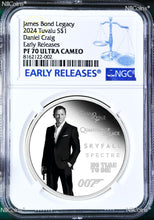 Load image into Gallery viewer, 2024 James Bond Legacy 5th Issue Daniel Craig SILVER $1 1oz COIN NGC PF70 ER
