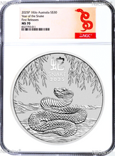 Load image into Gallery viewer, 2025 Lunar Year of the SNAKE 1 Kilo Bullion Silver $30 Coin NGC MS70 FR
