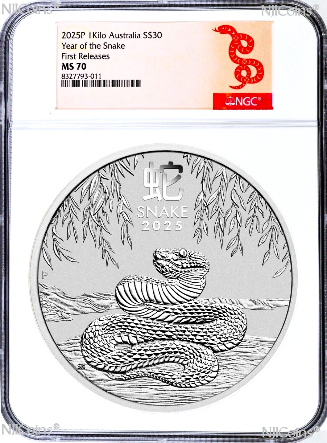 2025 Lunar Year of the SNAKE 1 Kilo Bullion Silver $30 Coin NGC MS70 FR