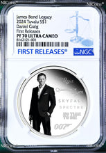 Load image into Gallery viewer, 2024 James Bond Legacy 5th Issue Daniel Craig SILVER $1 1oz COIN NGC PF69 FR
