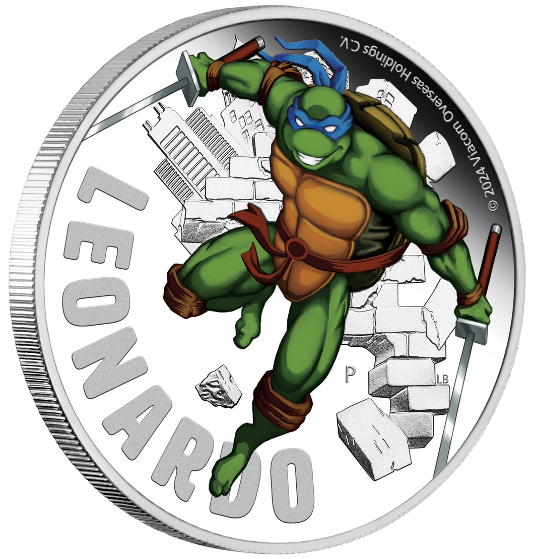 2024 TEENAGE MUTANT NINJA TURTLES-LEONARDO .9999 1oz $1 Proof Silver Coin