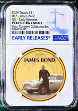 Load image into Gallery viewer, 2024 SEAN CONNERY COLLECTION SILVER 1oz $1 Gilt NGC PF69 James Bond 007 500 Mtg
