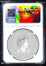 Load image into Gallery viewer, The LAST Color: 2024 Silver Year Dragon LILAC NGC MS70 1oz $1 Sydney Money Expo
