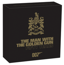 Load image into Gallery viewer, 2024 James Bond 007 Man With The Golden Gun SILVER PROOF $1 1oz COIN NGC PF70
