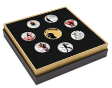 Load image into Gallery viewer, 8-COIN-SET JAMES BOND 007 ROGER MOORE COLLECTION 7x0.5+1=4.5oz SILVER PROOF 2024
