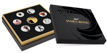 Load image into Gallery viewer, 8-COIN-SET JAMES BOND 007 ROGER MOORE COLLECTION 7x0.5+1=4.5oz SILVER PROOF 2024
