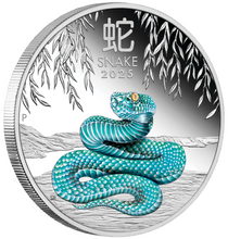 Load image into Gallery viewer, 2025 Australia PROOF COLORED Lunar Year of the SNAKE 1oz Silver $1 Coin Series 3
