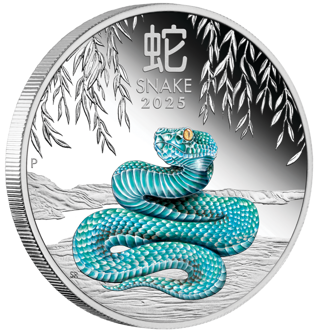 2025 Australia PROOF COLORED Lunar Year of the SNAKE 1oz Silver $1 Coin Series 3