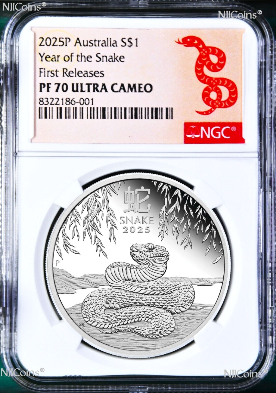 2025 Australia PROOF Silver Lunar Year of the SNAKE NGC PF70 1oz $1 Coin FR