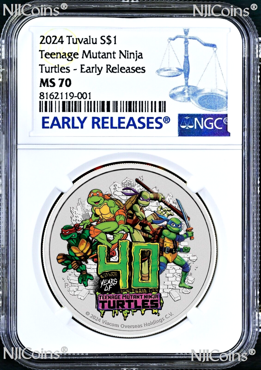 2024 Teenage Mutant Ninja Turtles 40th Ann 1oz Colored Silver $1 COIN NGC MS70 E