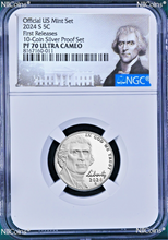 Load image into Gallery viewer, 2024 S Proof 5C clad Nickel 10-silver-coin-set Version NGC PF70 ULTRA CAMEO FR

