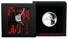 Load image into Gallery viewer, 2024 BON SCOTT SILVER $1 1oz Colored COIN NGC PF70 Ultra Cameo BLACK CORE FR
