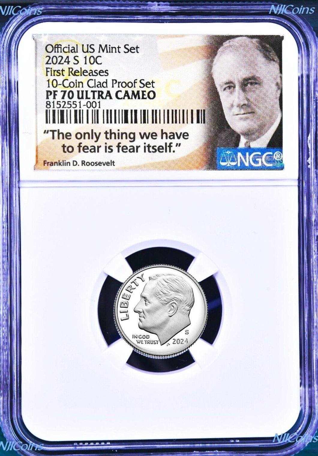 2024 S Proof 10C Clad Roosevelt Dime 10-coin-set Version NGC PF70 ULTRA CAMEO FR