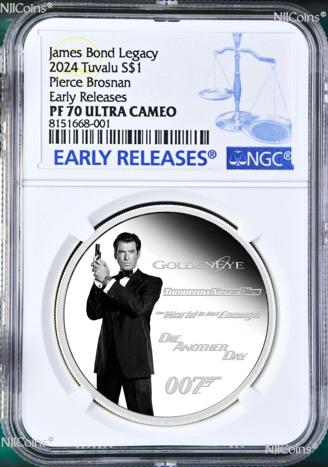 2024 James Bond Legacy 4th Issue Pierce Brosnan SILVER $1 1oz COIN NGC PF70 ER