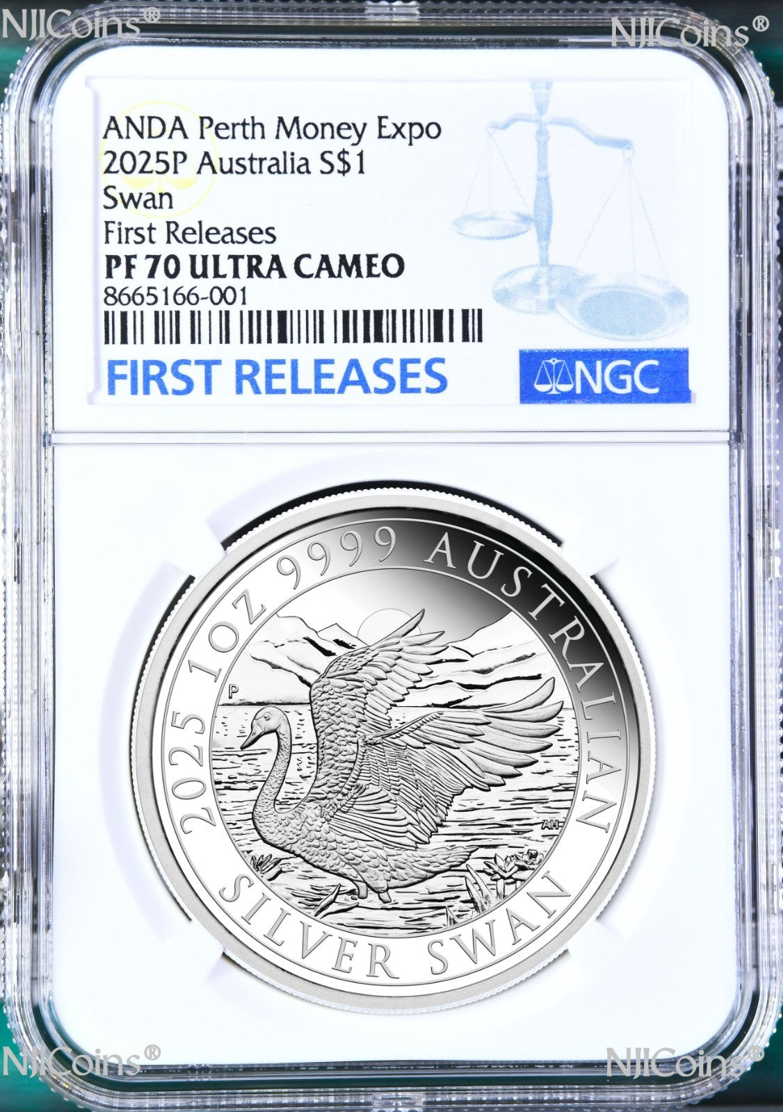 2025 ANDA PERTH MONEY EXPO AUSTRALIAN SWAN NGC PF 70 1oz $1 .9999 Silv ...