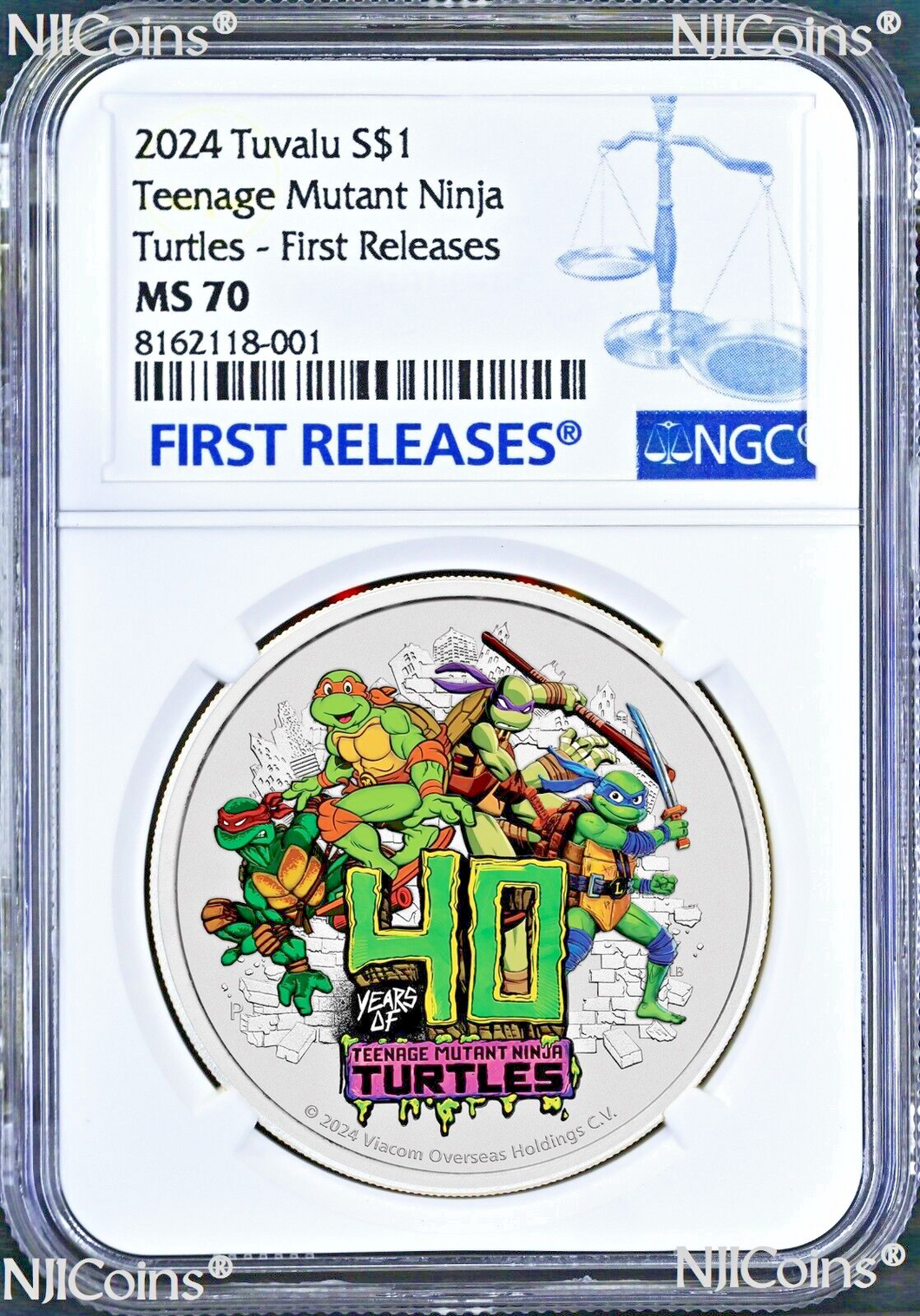 2024 Teenage Mutant Ninja Turtles 40th Ann. 1oz Colored Silver $1 COIN NGC MS70