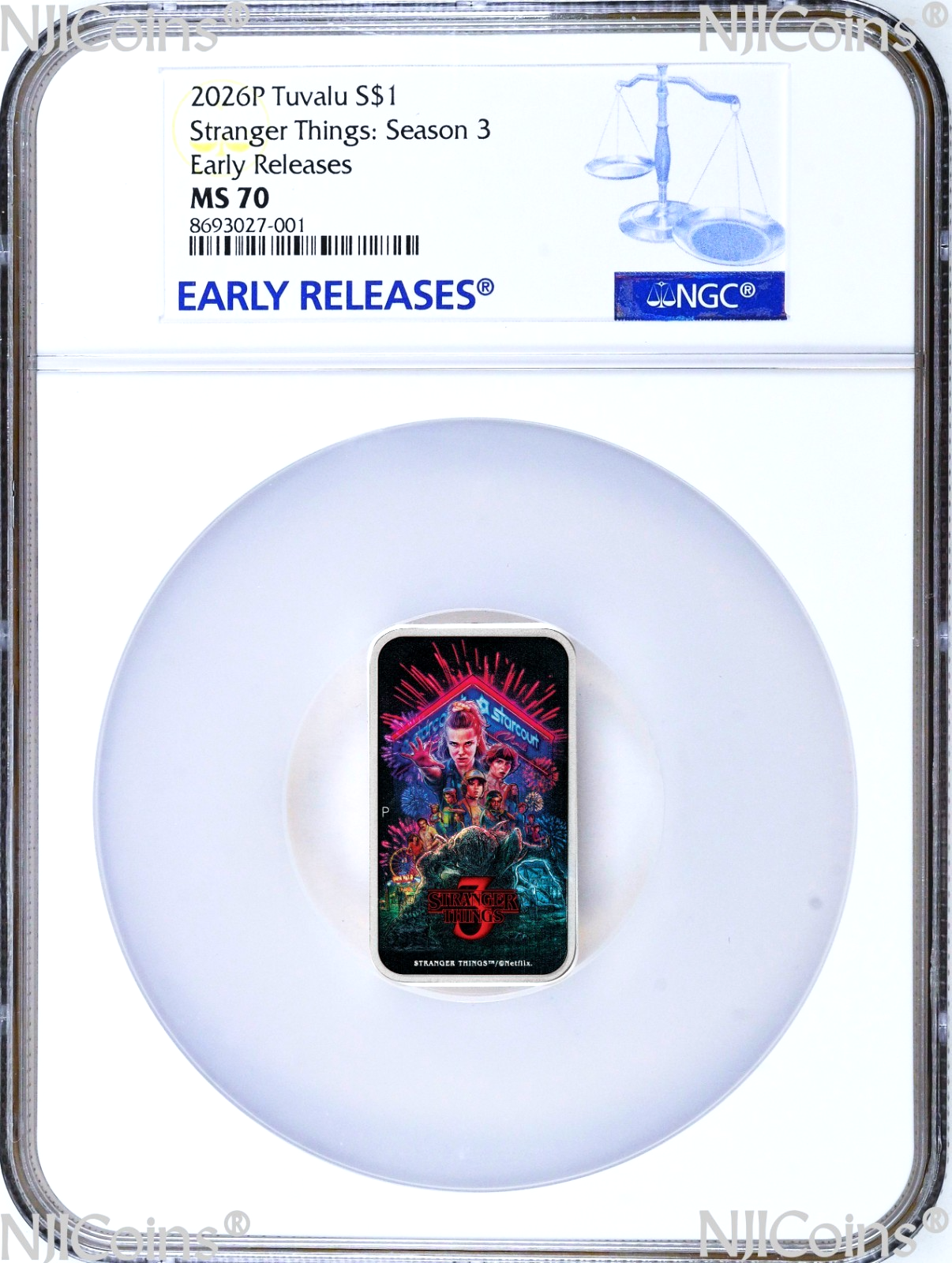 2026 STRANGER THINGS-SEASON 3 SILVER COLORED RECTANGLE $1 1oz COIN NGC ...
