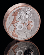 Load image into Gallery viewer, 2024 5oz 9999 Silver Gilt by Gold Pink Panther High Relief PROOF $5 Coin
