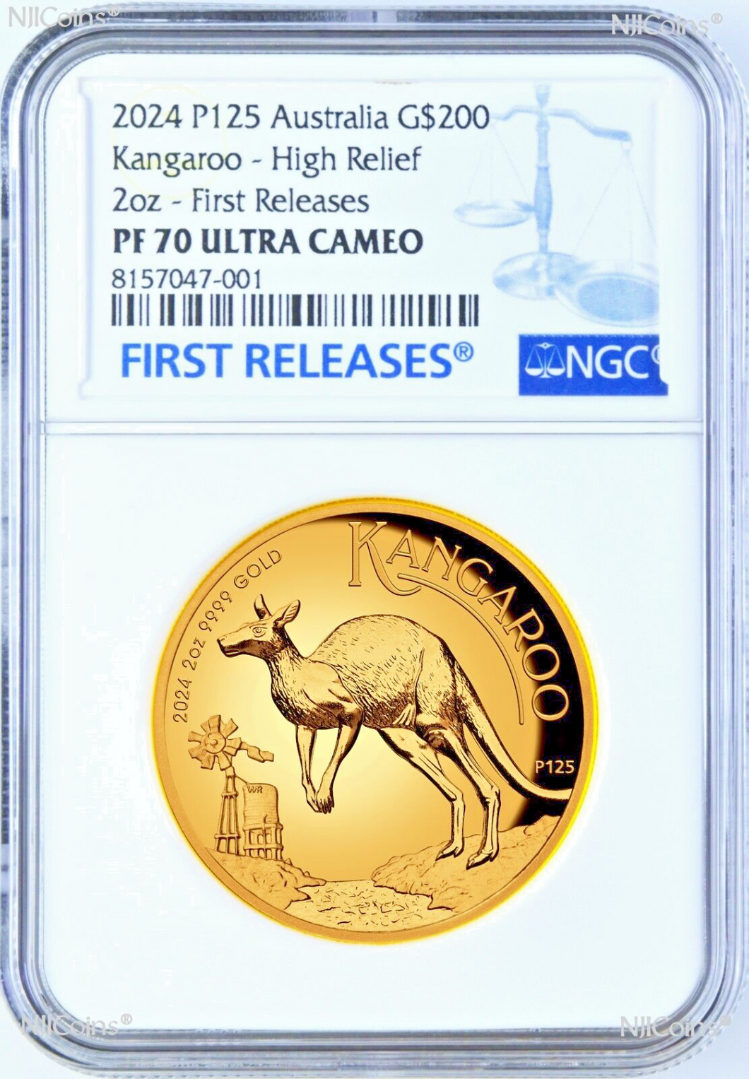 2024 Australian High Relief Proof Kangaroo $200 NGC PF70 .9999 2oz GOLD Coin FR