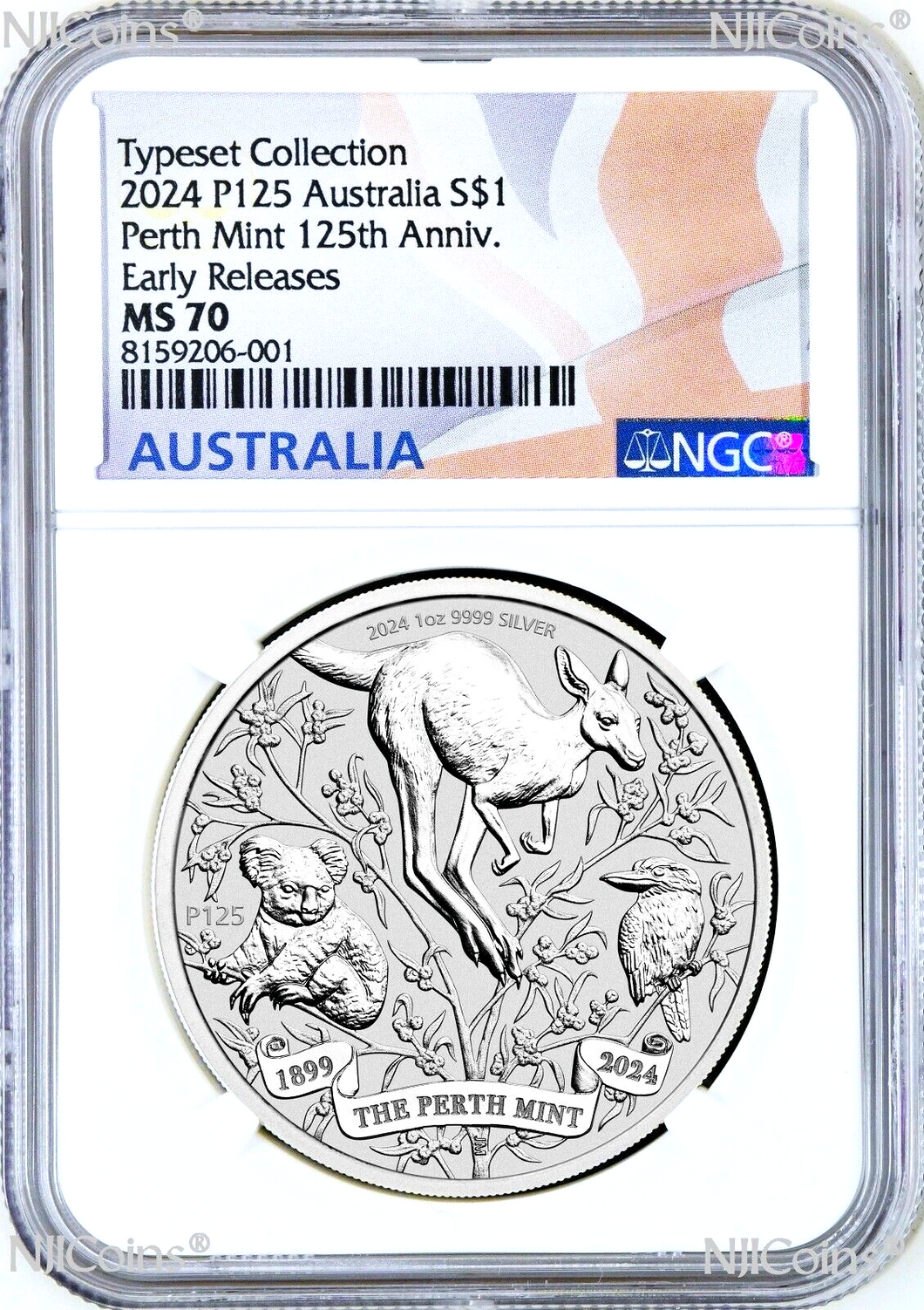 2024 Perth Mint 125 Anniversary 1oz $1 Silver NGC MS70 Coin 