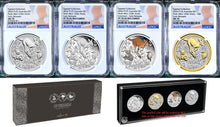 Load image into Gallery viewer, 2024 4-Coin-Set Perth Mint 125 Anniversary 1oz $1 Silver NGC MS/PF70 ER Suite
