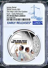 Load image into Gallery viewer, 2024 James Bond The Man With The Golden Gun SILVER PROOF $1 1oz COIN NGC PF70 ER
