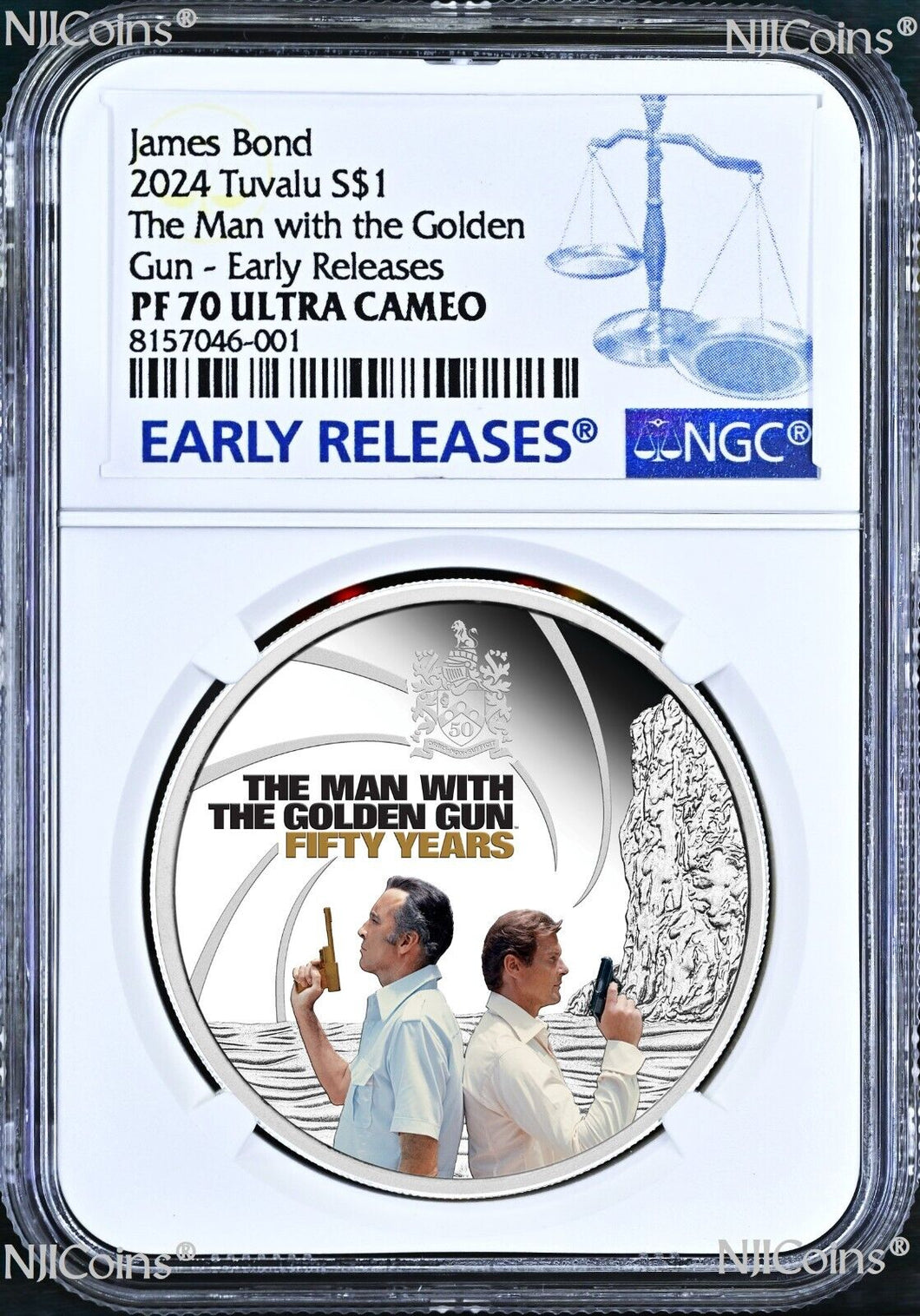 2024 James Bond The Man With The Golden Gun SILVER PROOF $1 1oz COIN NGC PF70 ER