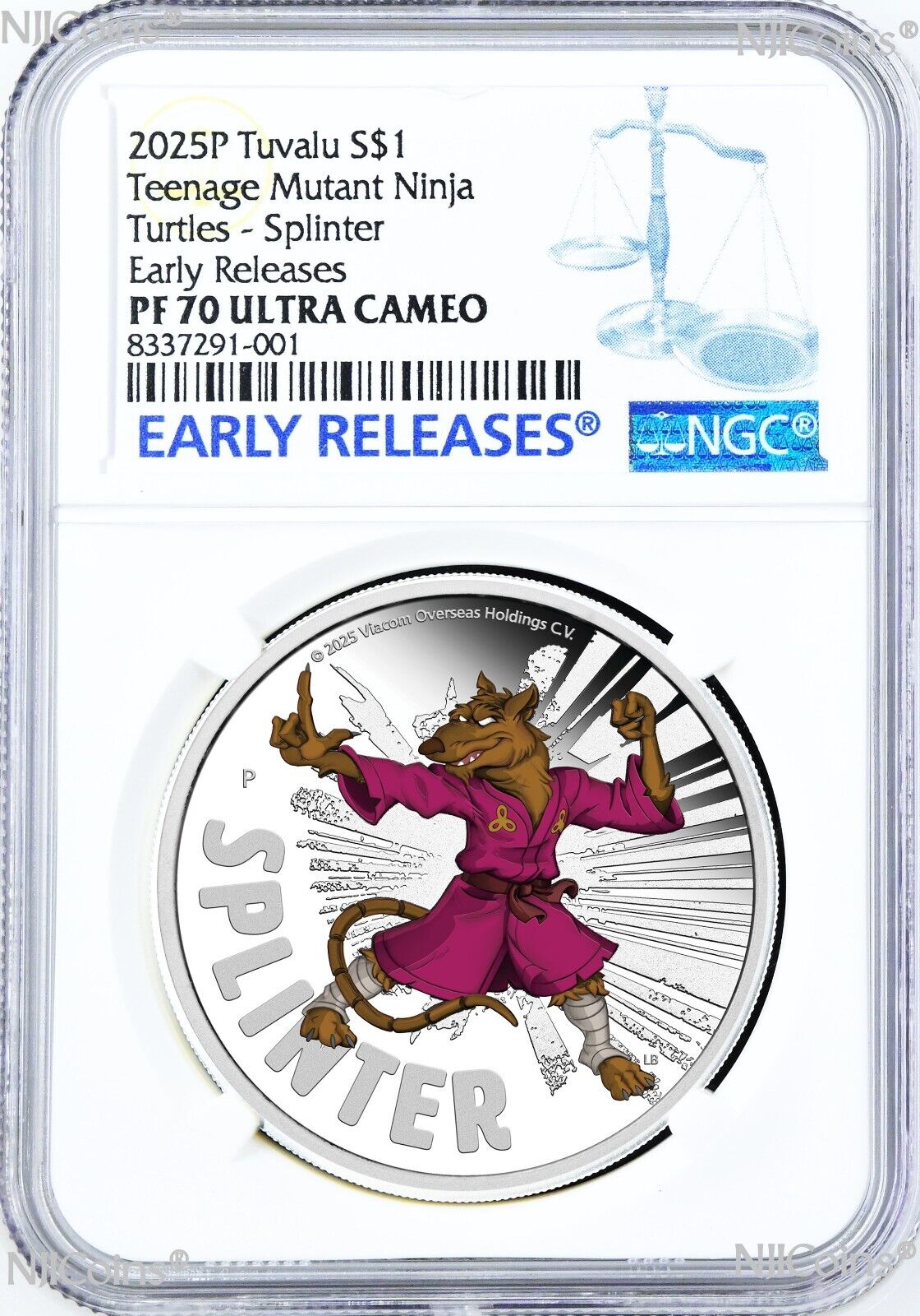 Splinter Silver 2025 Teenage Mutant Ninja Turtles Splinter 1oz Colored Silver $1 COIN ...