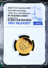 Load image into Gallery viewer, 5-Coin Set 2024 Aussie Q+H+S+D+F Sovereign GOLD $5 $15 $25 $50 $100 NGC PF70 FR
