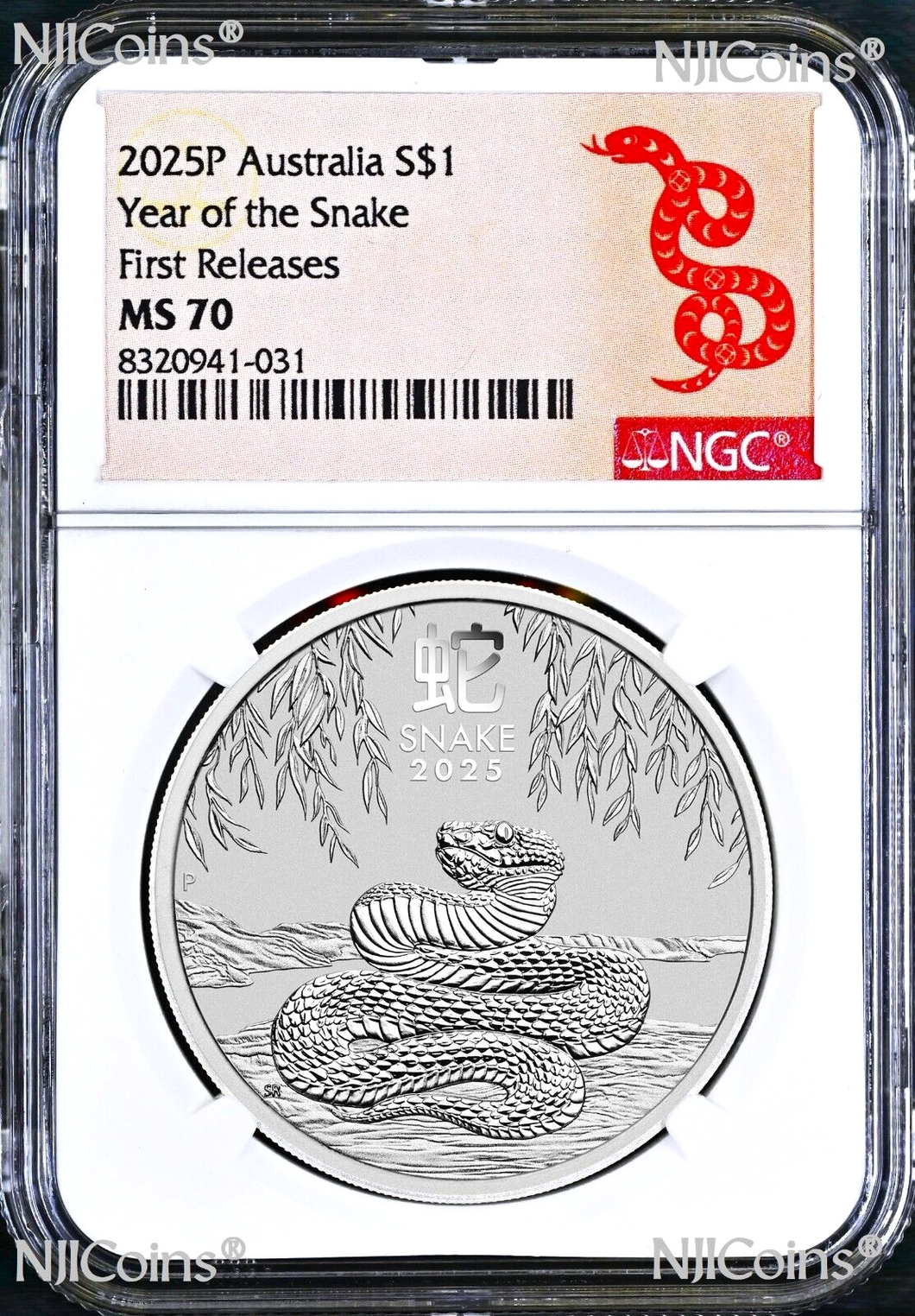 2025 Australia .9999 Silver Lunar Year of the Snake NGC MS70 1oz $1 Coin 