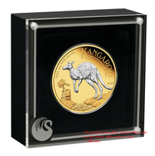 Load image into Gallery viewer, 2024 Australia GILT Proof 2oz .9999 Silver Kangaroo $2 Coin NGC PF70 FR Blue LB

