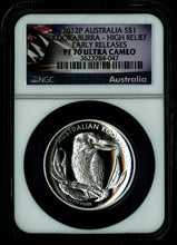Load image into Gallery viewer, High Relief 2012 P Proof $1 Silver Australia Kookaburra 1 oz Coin PF70 UC ER
