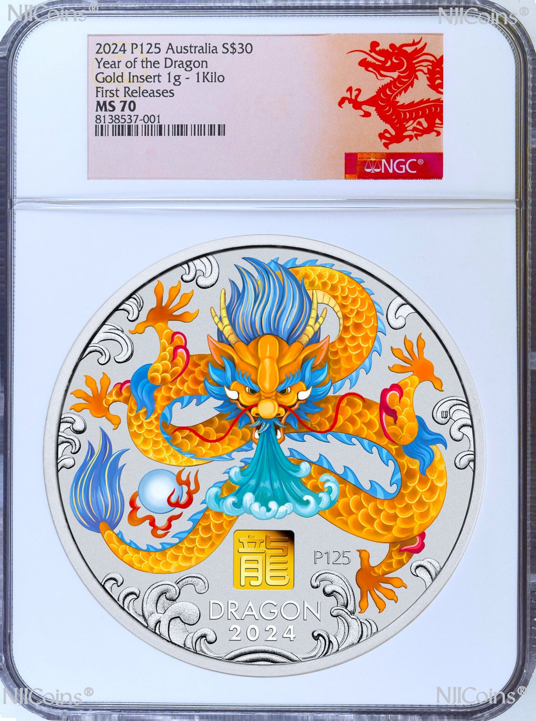 2024 Lunar Year of the DRAGON 1 Kilo Silver $30 Coin NGC MS70 w/ Gold Privy Mark