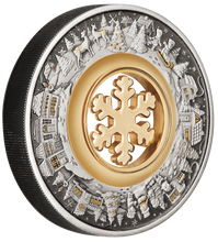 Load image into Gallery viewer, 2021 CHRISTMAS WONDERLAND $2 2oz Silver Antiqued Coin 24k gold plated Snow Flake
