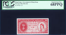 Load image into Gallery viewer, Hong Kong 10 Cents ND(1961-65) P327 Uncirculated Grade 68 Queen Elizabeth QE II
