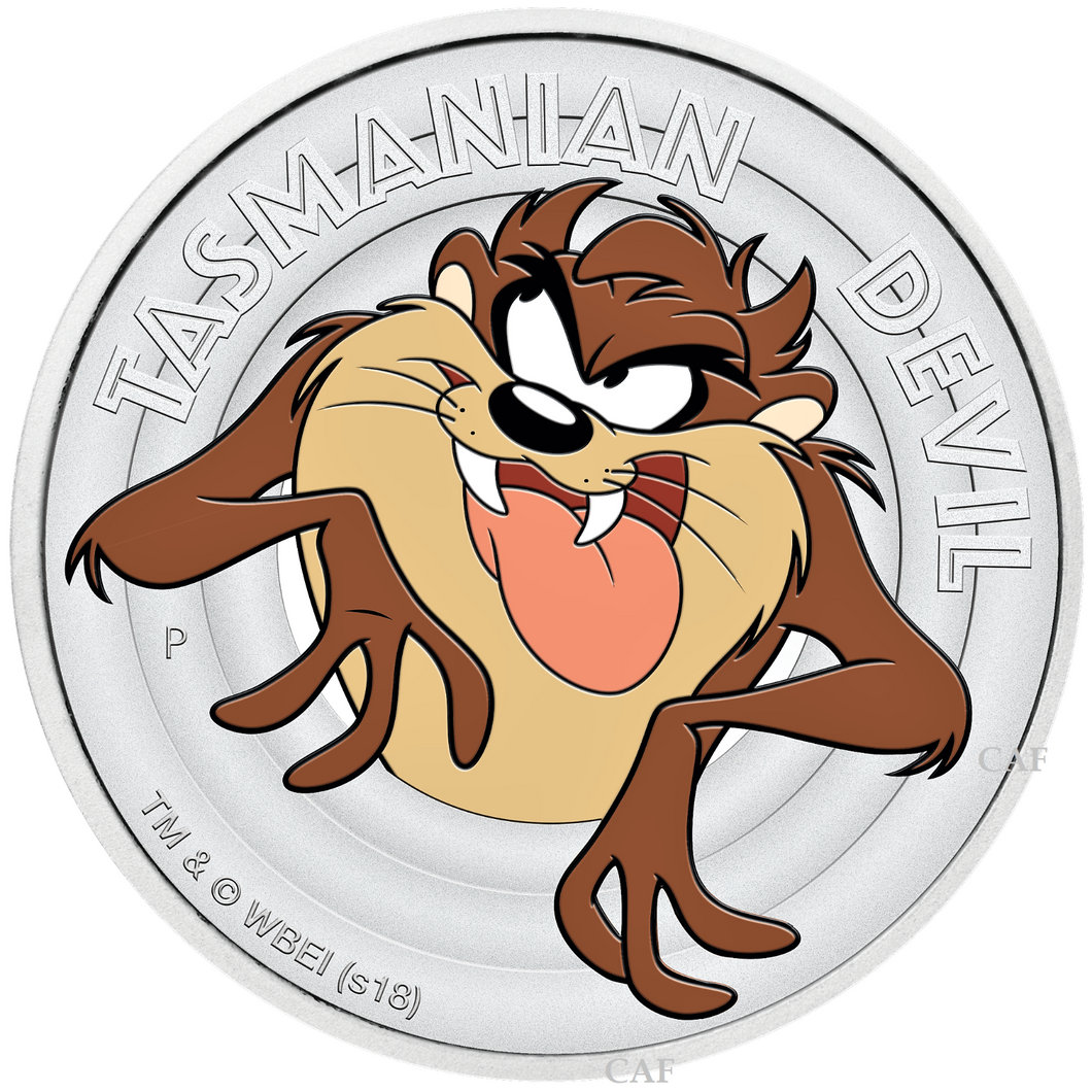 2018 Tuvalu LOONEY TUNES – TASMANIAN DEVIL 1/2oz SILVER Half Dollar PROOF COIN