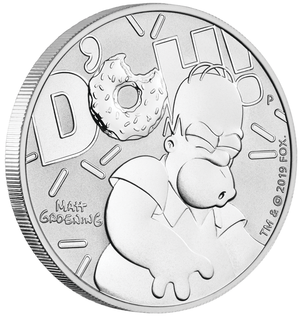 2019 Homer Simpson 1oz $1 Silver .9999 Dollar Bullion Coin