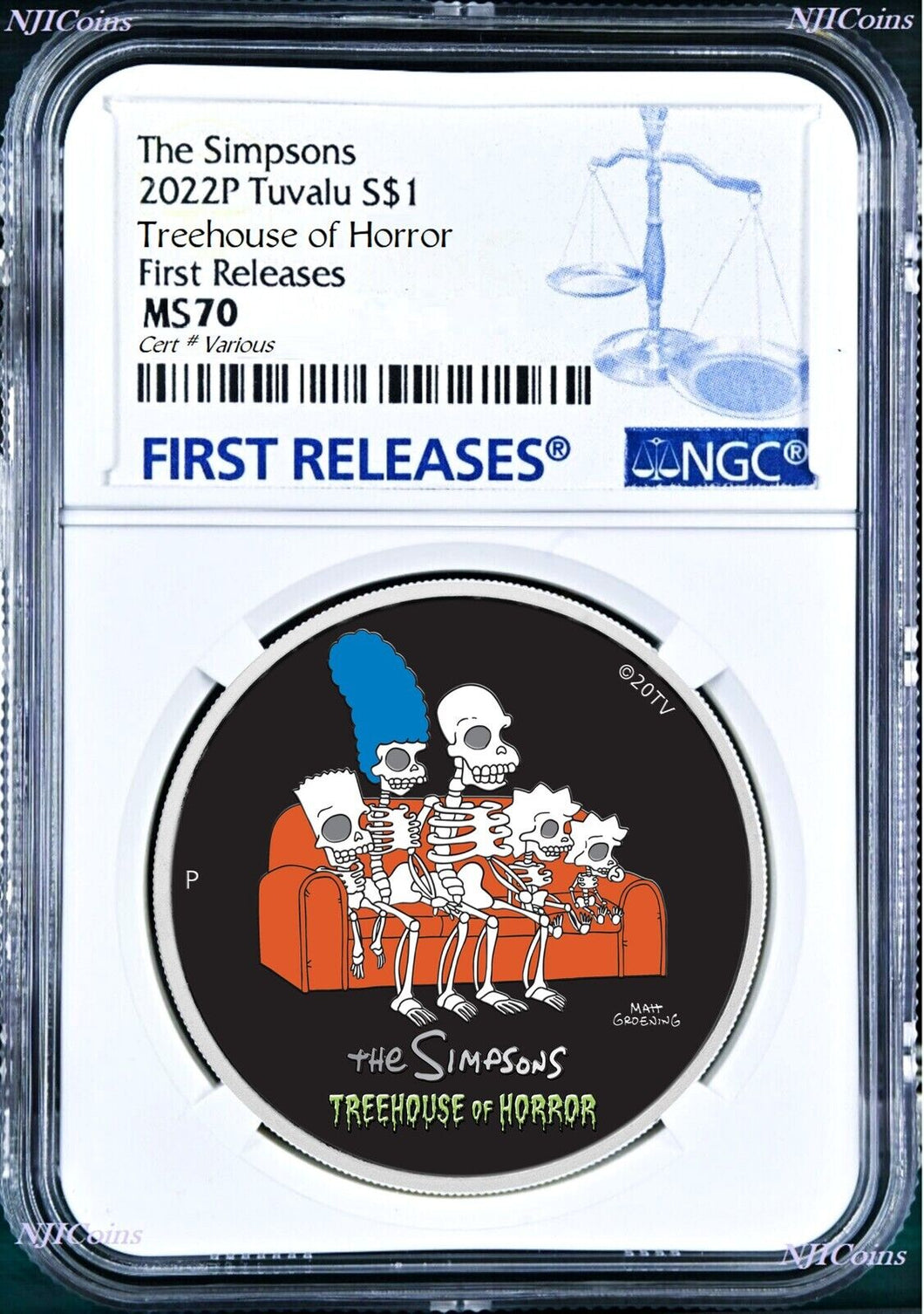 2022 The Simpsons Series TREEHOUSE OF HORROR $1 1oz Silver COIN NGC MS70 FR