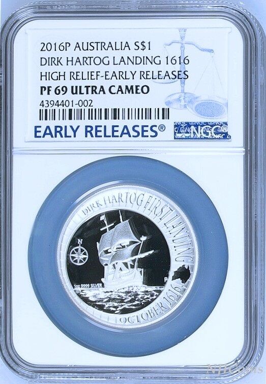 2016 Dirk Hartog Australian Landing 1616 Silver $1 High Relief coin NGC PF69