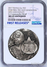 Load image into Gallery viewer, 2017 STAR TREK The Next Generation COMMANDER WORF 2oz $2 SILVER COIN NGC MS69 FR
