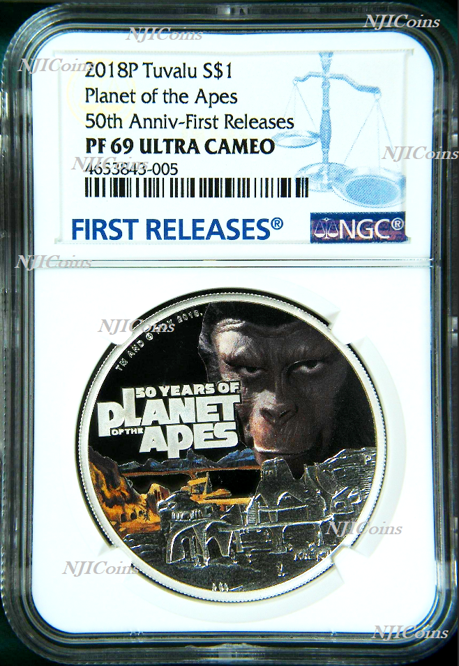 2018 Planet of the Apes 50th Anniversary SILVER PROOF $1 1oz COIN NGC PF69 UC FR