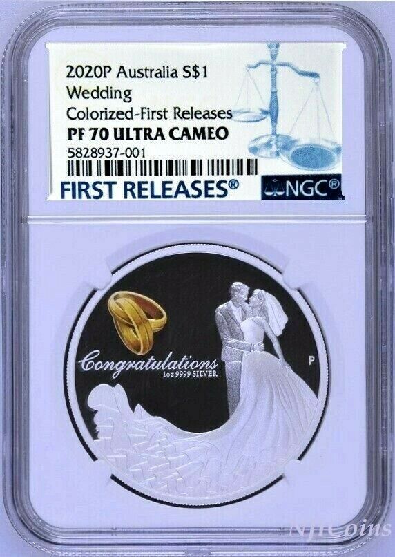 2020 P AUSTRALIA Wedding 1oz SILVER PROOF COIN NGC PF70 UC FR