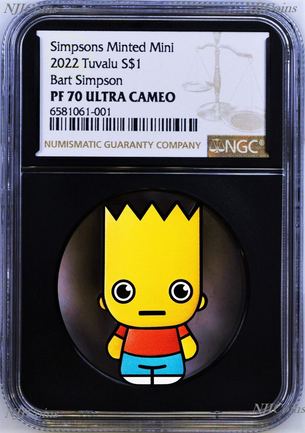 2022 Simpsons Bart 1st Minted Mini 1oz Silver $1 Coin NGC PF70  Black Core