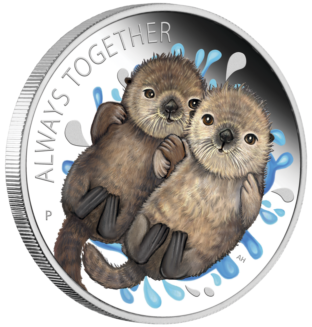 Tuvalu 2020 Always Together Otter Couple Half Dollar Silver Coin Proof