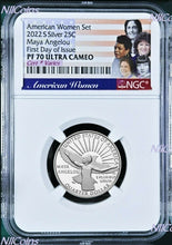 Load image into Gallery viewer, First Day Issue Silver 2022 S NGC American Women Maya Angelou QUARTER coin PF70
