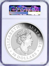 Load image into Gallery viewer, 2022 Kookaburra 1 Kilo .9999 Silver $30 Coin NGC MS70 32.2oz Flag Label ER
