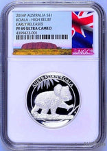 Load image into Gallery viewer, 2016 P Australia HIGH RELIEF 1oz Silver Koala $1 Coin NGC PF69 ER NEW LABEL COA
