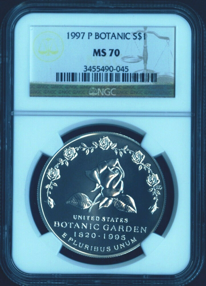 1997 P BOTANIC Garden Commemorative Silver Dollar Coin $1 NGC MS70